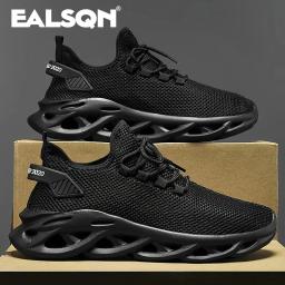 Homens esportes correndo preto sapatos de corrida tênis casuais marrom ao ar livre malha respirável feminino luz absorção de choque tênis preto - Image 1
