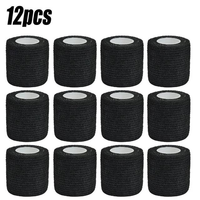 3/6/12/24 pçs preto branco esporte auto adesivo elástico bandagem envoltório fita elastoplast para almofadas de apoio joelho dedo tornozelo palma