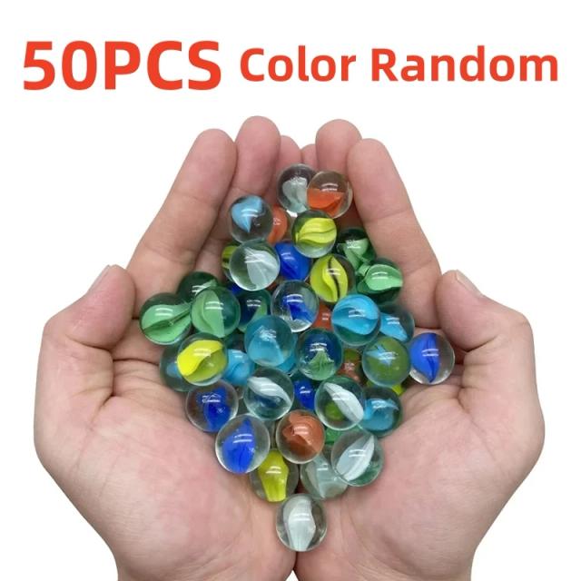 50 Pçs 14mm Bolas de Vidro Coloridas para Brinquedo Infantil e Decoração
