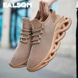 Homens esportes correndo preto sapatos de corrida tênis casuais marrom ao ar livre malha respirável feminino luz absorção de choque tênis preto - Image 3