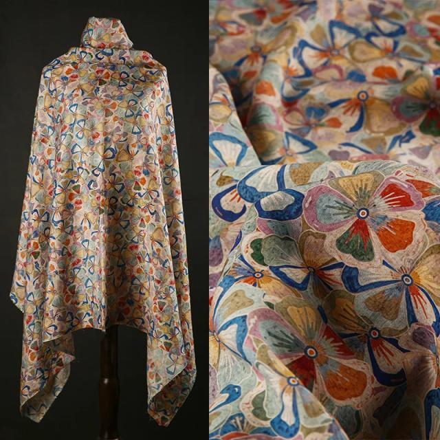 Tecido Ramie Algodão Floral 1 Metro Luxo Moda Chinesa 150cm Largura