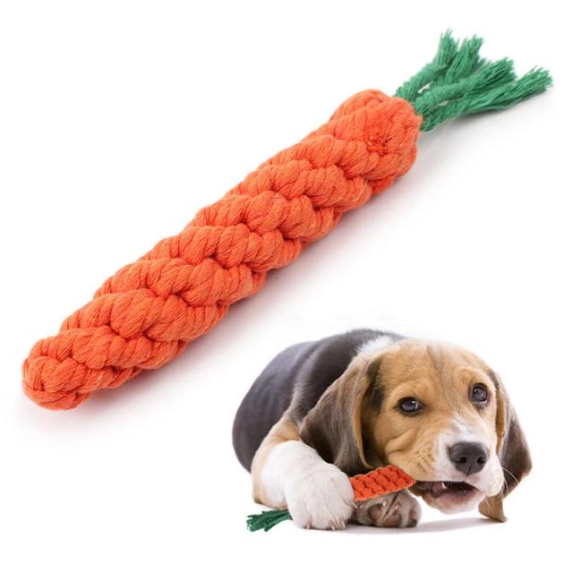 Brinquedo para Cães Pequenos Cenoura Corda de Algodão 24cm