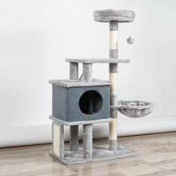 Newpet Árvore para Gatos de Madeira Multi-Nível com Ninho, Pilar, Estrutura para Escalar e Arranhar, Prateleira, Cápsula Espacial, Poste Arranhador e Plataforma de Salto - Image 5