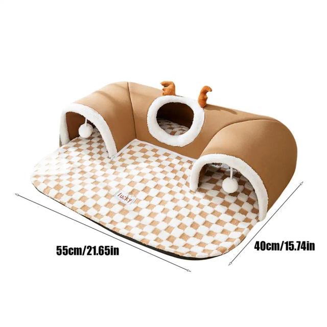 Cama e Túnel para Gatos Quente e Dobrável para Gatinhos - 1 Unidade