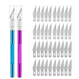 Kit de faca de metal antiderrapante para gravação + 40/10 unidades # Facas artesanais de cortador de 11 lâminas para ferramentas manuais de reparo de PCB de celular - Image 2