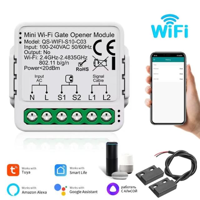 Tuya Abridor de Porta de Garagem Inteligente Controle Remoto Wi-Fi/Zigbee