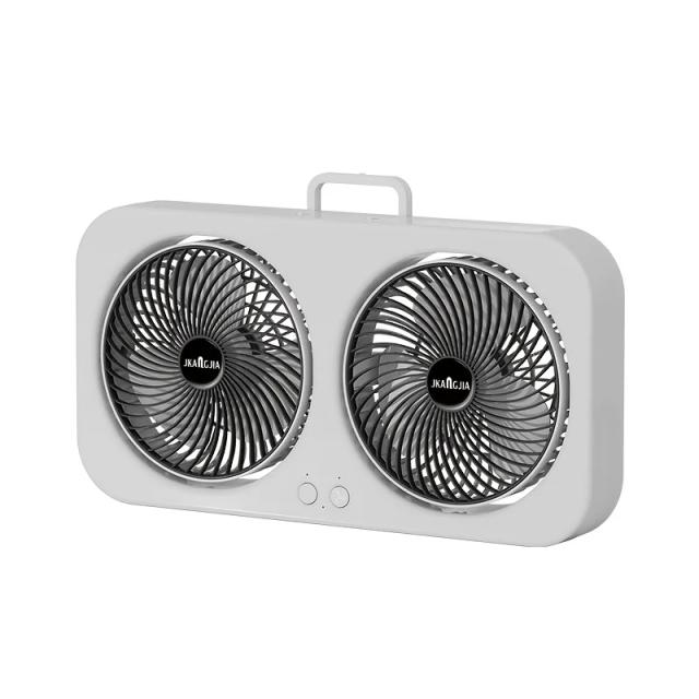 Ventilador USB de Cabeça Dupla 360° Recarregável para Escritório Quarto Acampamento