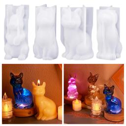 Diy bonito animal cristal gota cola 3d molde coelho de páscoa gato cão molde de silicone para fazer velas casa decoração de mesa artesanato - Image 6