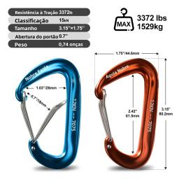 Conjunto de 6 mosquetões de alumínio 7075 de 12KN, com argola em D, mosquetões táticos de alta resistência, clipes, gancho para camping, caminhada, escalada, rede e chaveiro. - Image 3