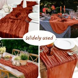 1pc estilo boho gaze corredor de mesa-longa gaze sheer romantictable corredor para casamentos e decoração de cena decoração de casa - Image 4