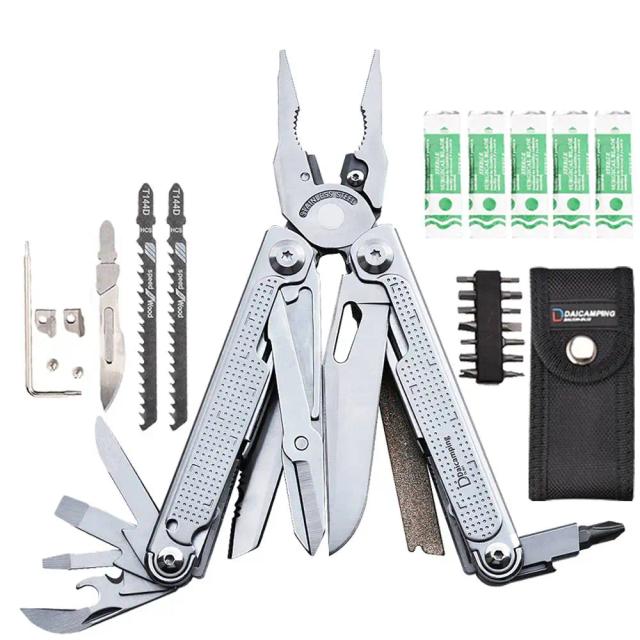 Daicamping dl30 multiferramentas diy multi ferramenta multi-ferramenta faca dobrável tesoura cortador edc sobrevivência engrenagem manual alicate multifuncional