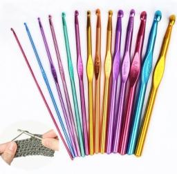 14 pçs agulhas de tricô de alumínio conjunto de crochê de metal misturado gancho tecer camisola diy mão artesanato fio agulha de costura ferramentas - Image 5
