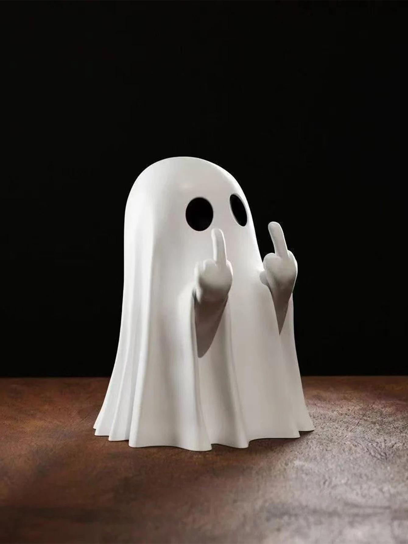 Estátua de Fantasma com Dedo do Meio, 7,5cm, Decoração de Fantasma Aterrorizante, Pequena Estátua de Fantasma para Halloween - Image 1