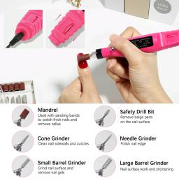 Conjunto de lixadeira elétrica para unhas, equipamento de moagem, fresa para manicure e pedicure, ferramentas de polimento fortes - Image 5