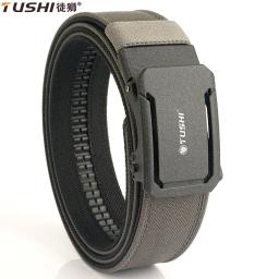 Tushi cinto tático militar para homens, resistente, nylon, metal, fivela automática, cinto de serviço policial, cinto ao ar livre, acessórios esportivos ipsc - Image 1
