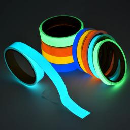 Luminoso fluorescente noite auto-adesivo brilho no escuro adesivo fita de segurança decoração para casa fita adesiva de advertência - Image 1