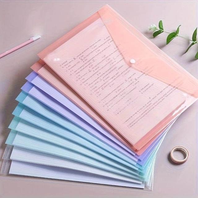 Pastas Plásticas Transparentes A4 10 Peças para Arquivo e Documentos