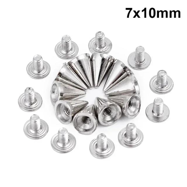 Rebites Punk Cone Studs Prata 200 Peças para Acessórios de Couro