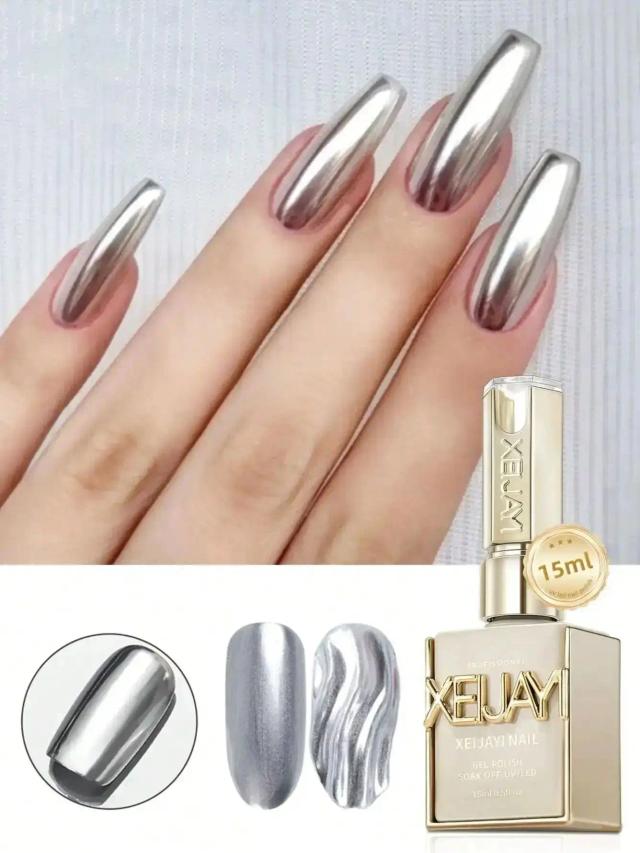Pintura Metálica Espelho Prata Gel Unha 15ml