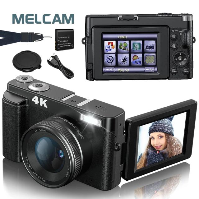 MELCAM Câmera Digital 4K 48MP com Autofoco e Tela Dobrável