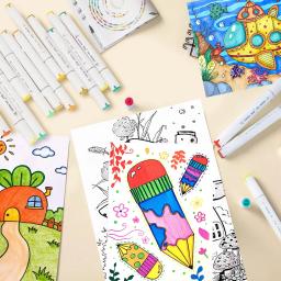 48-180 cores pincel de ponta dupla e cinzel canetas marcadoras de arte permanente kit de suprimentos de desenho para colorir ilustrações de volta às aulas - Image 2