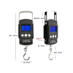 Balança eletrônica com luz de fundo azul, 110lb/50kg, display lcd com regra de medição, fita digital, ferramenta de balança de gancho para pendurar na pesca - Image 3
