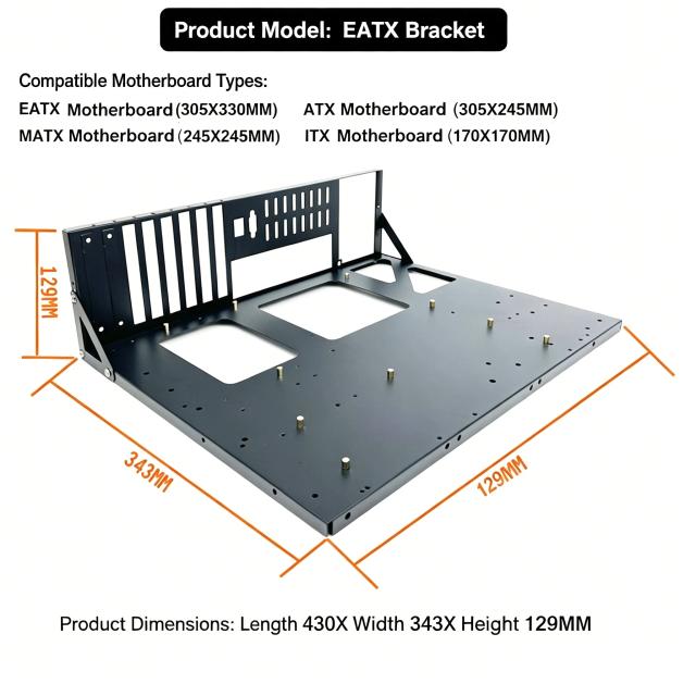 Suporte de Placa-Mãe ATX/EATX Espessado para Chassi Aberto - Estrutura Reforçada para Dissipação de Calor