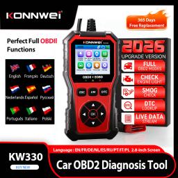 2026 KONNWEI KW330 Ferramenta de Diagnóstico Automotivo OBD2 Scanner de Falhas Teste de Bateria do Motor Consulta de DTC Fluxo de Dados em Tempo Real Ferramenta de Inspeção OBD - Image 1