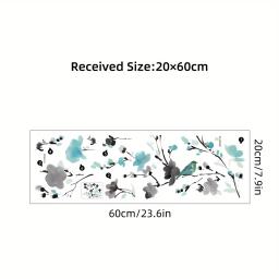 Pintura a tinta aquarela flor azul ramo de pássaro adesivos de parede removíveis para quarto sala de estar porta decoração decalques de parede - Image 6