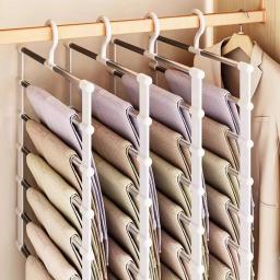 Cabideiro de Calças Multicamadas Dobrável para Economia de Espaço, Organizador de Armário e Guarda-Roupa com Clipes Antiderrapantes - Image 4