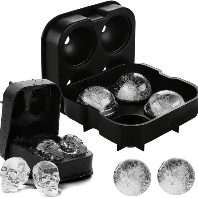 Molde de Gelo Caveira 3D de Silicone para Uísque Reutilizável
