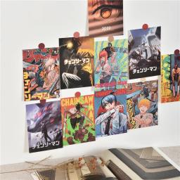10 pçs anime japonês motosserra homem personagem cartaz adesivo cartão postal presente casa sala de estudo parede fundo decoração fotos pintura - Image 5