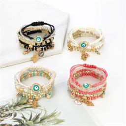 6 pçs/set boêmio mau olhado pulseira conjunto para mulheres fátima mão coração charme frisado corda corrente pulseira feminino jóias presente - Image 2