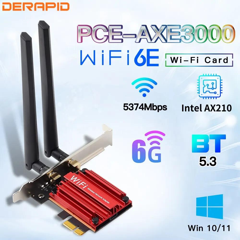 WiFi6E Intel AX210 Bluetooth 5.3 Banda tripla 2.4G/5GHz/6GHz Placa WiFi 802.11AX AX200 PCI Express Adaptador de rede sem fio PC - Image 1