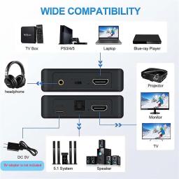 Extrator de Áudio HDMI 4K, Divisor de Áudio HDMI, Conversor HDMI para Toslink+Aux Áudio+Vídeo HDMI para PS4 PS5 HDTV DVD - Image 3