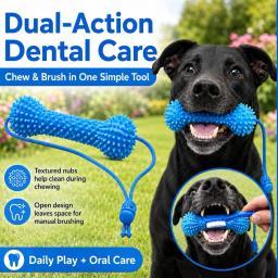 Brinquedo Dental Canino de Ação Dupla, Brinquedo de Mastigar para Limpeza e Escovação de Dentes de Cães, Mastigáveis Dentais Reutilizáveis para Cães - Image 2