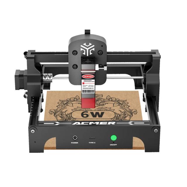 Gravador a Laser Portátil Mini ACMER S1 6W 3.5W 2.5W Máquina de Corte e Gravação a Laser DIY para Gravar Placas de Identificação, Couro, Madeira, Plástico e Logotipos