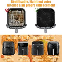 Molde quadrado para fritadeira de ar, 23cm, para philips série 2000 na230/00 cosori 5,5l/6l/6,2l, acessórios reutilizáveis xxl - Image 2