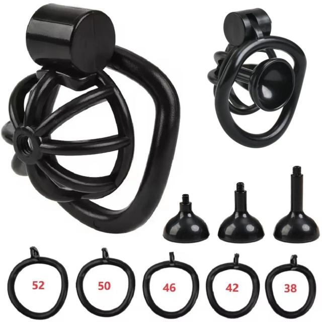 2026 Conjunto Gaiola de Castidade Masculina Pequena com 5 Anéis e Plug Uretral Sonoro