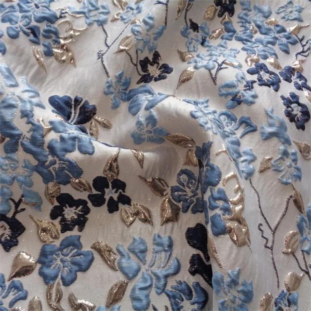 100x142cm azul e rosa bolha estampado jacquard tecidos tecido moda cheongsam vestido saco tecido