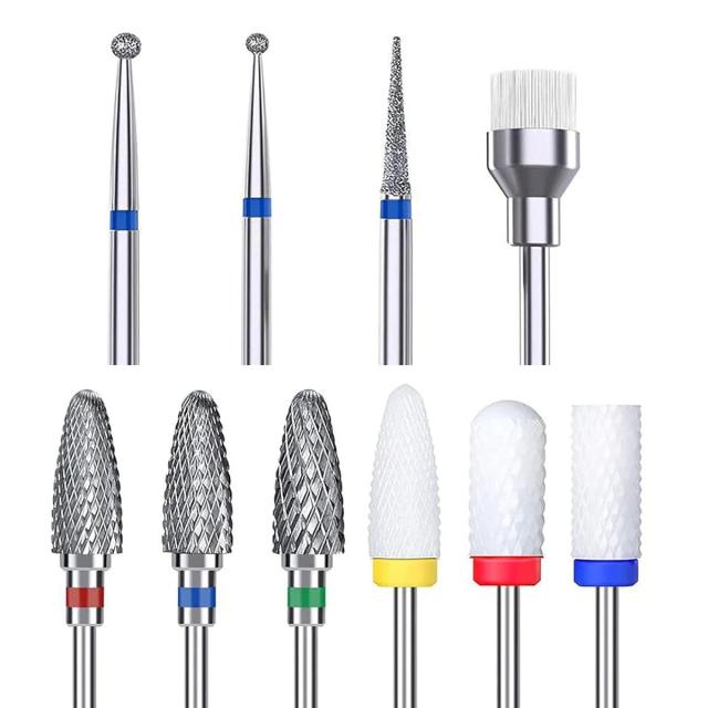 Brocas para Unhas Brocas de Cerâmica Removedoras de Carboneto Kit com 10 peças