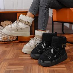 Inverno dedo do pé redondo confortável sola grossa anti deslizamento botas de neve casuais femininas moda nova elegante e sexy botas de trabalho quentes - Image 4