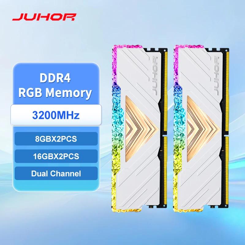 JUHOR Memória Ram RGB DDR4 8GBX2 16GBX2 3200MHz 3600MHz Kit Dual Channel Impressionante Desktop Memoria Ram - Image 1