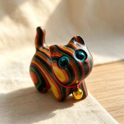 Escultura de Gatinho em Madeira Pintada - Decoração Criativa para Casa, Ornamentos de Entrada para Festivais, Estátua de Madeira para Jardim Interno - Image 3