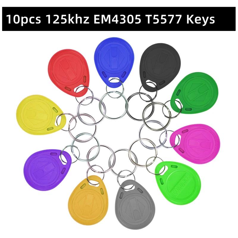 5yoa 10 peças 125khz t5577 keyfobs etiqueta duplicada regravável 5200 cópia de proximidade cartão de acesso id token anel rfid cloner chaveiro - Image 1