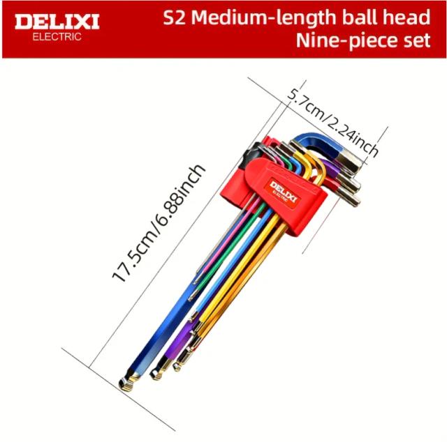 DELIXI ELECTRIC Conjunto de Chaves Hexagonais Coloridas 9 Peças