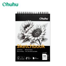 Caderno de Desenho Ohuhu em Fibra de Bambu, Papel Resistente a Rasgos, Encadernação Espiral Superior, Papel para Desenho e Pintura Livre de Ácido - Image 1