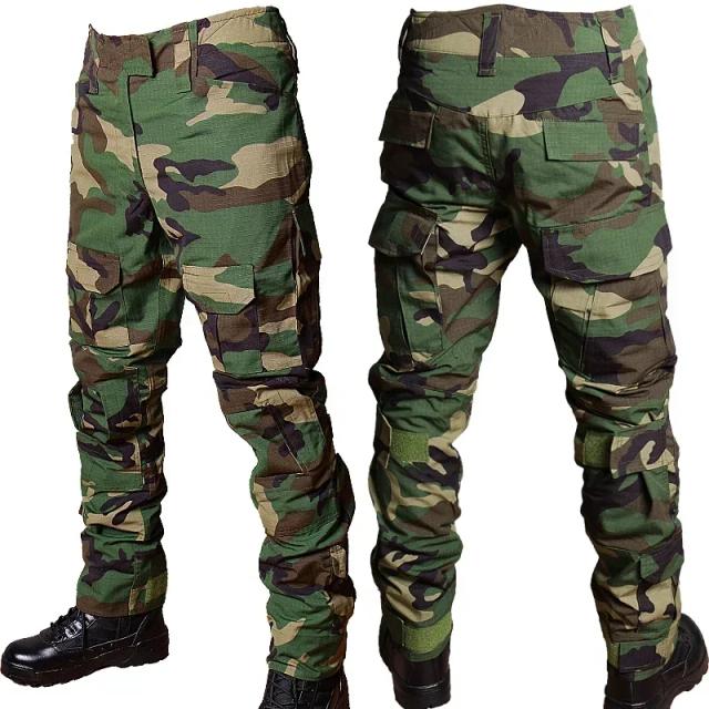 RU Camuflado Tático Masculino Conjunto Respirável Manga Longa + Calça Cargo Multibolsos 2 Peças