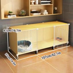 Gaiola para Gatos com Espaço Livre, Tamanho Pequeno com Rodas, Armário Amarelo para Gatinhos, Vila para Gatos, Casa Interna para Gatos para Uso Doméstico - Image 2