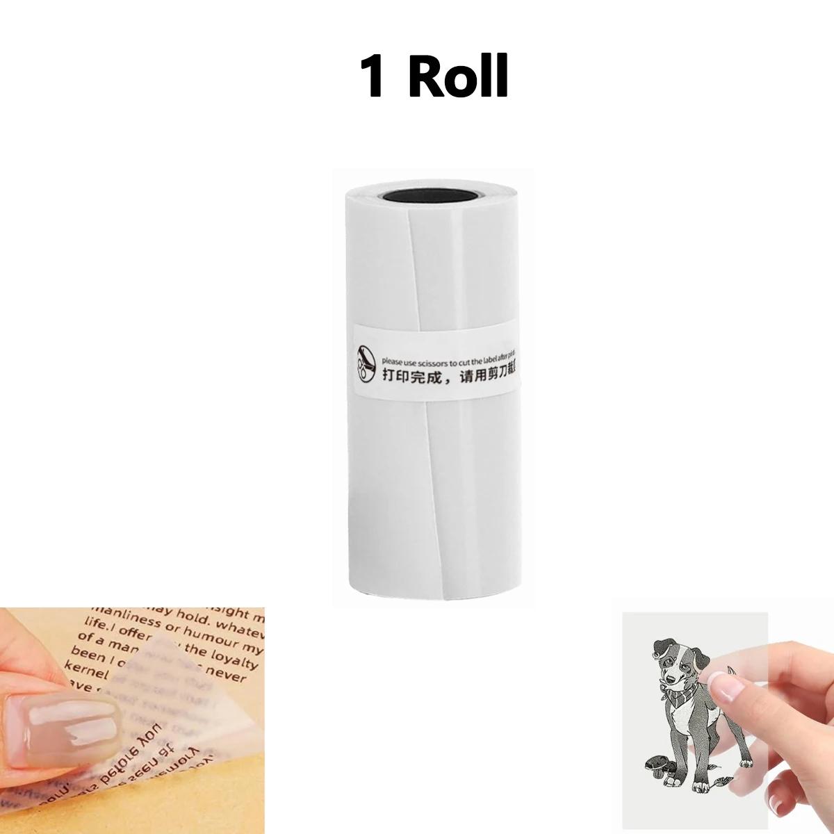 Rolos de papel térmico autoadesivo transparente: 57 mm x 25 mm, compatíveis com a maioria das mini impressoras - Image 1